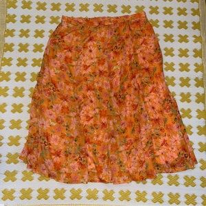 Coldwater Creek orange floral skirt SZ 2X